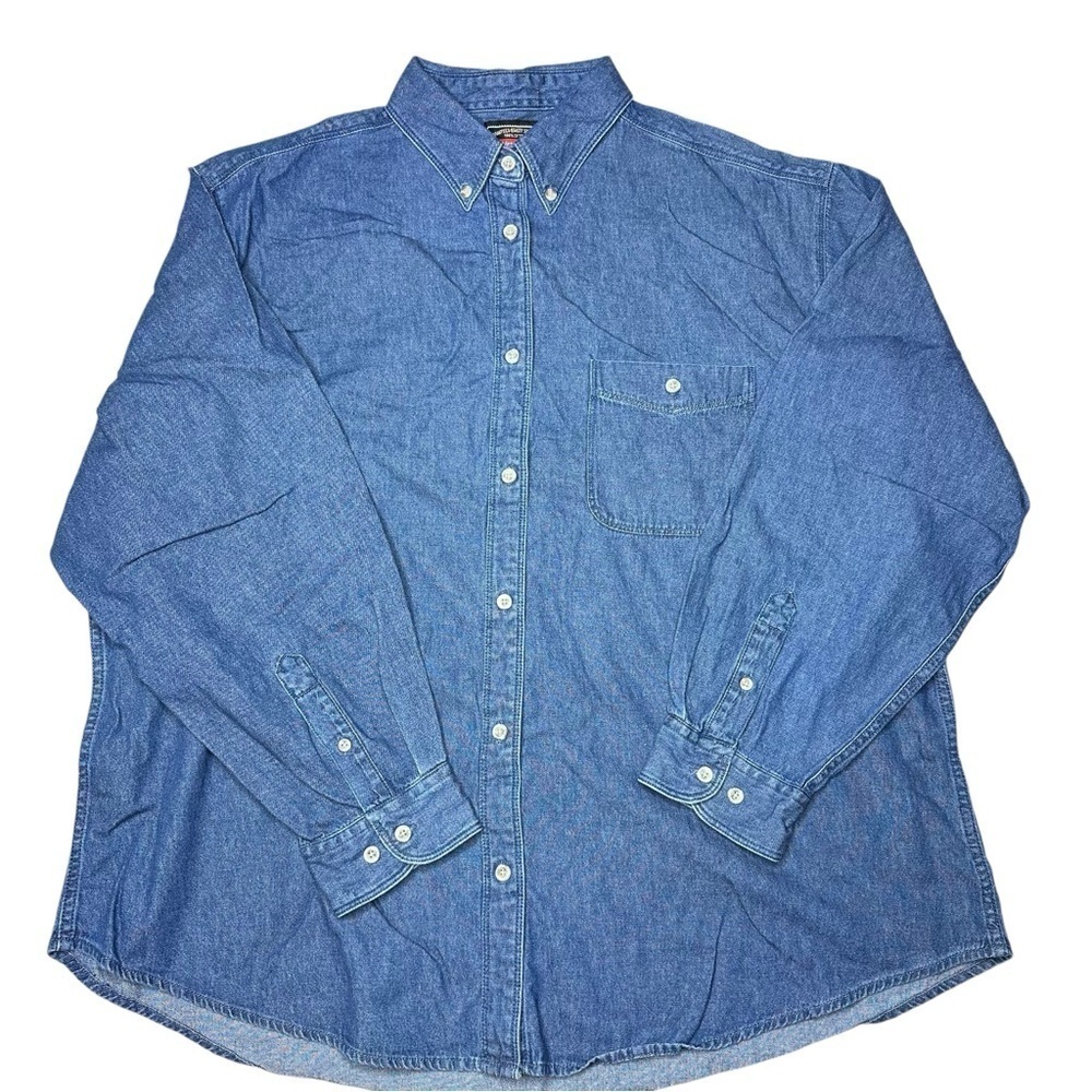 Wrangler Hero Long Sleeve Button Front Blue Denim Shirt Women’s Size 2XL
